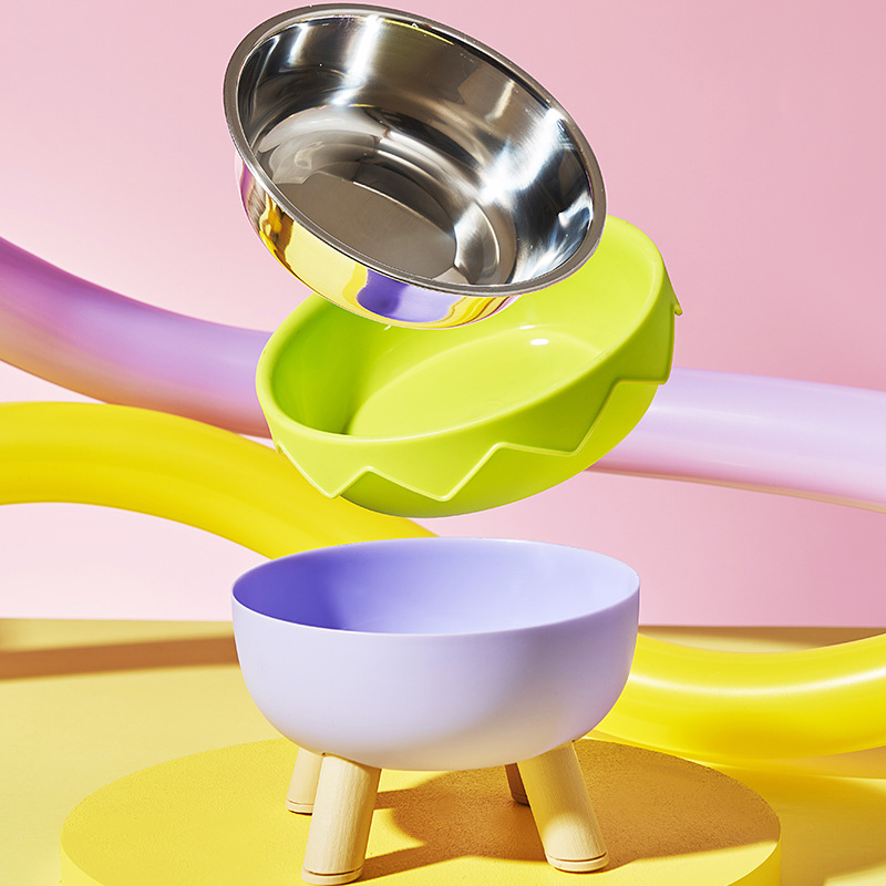 Fabricantes Cuenco de cáscara de huevo Cuenco para mascotas Macaron Cuenco de acero inoxidable Protector de cuello Cuenco para gatos Cuenco para perros antideslizante