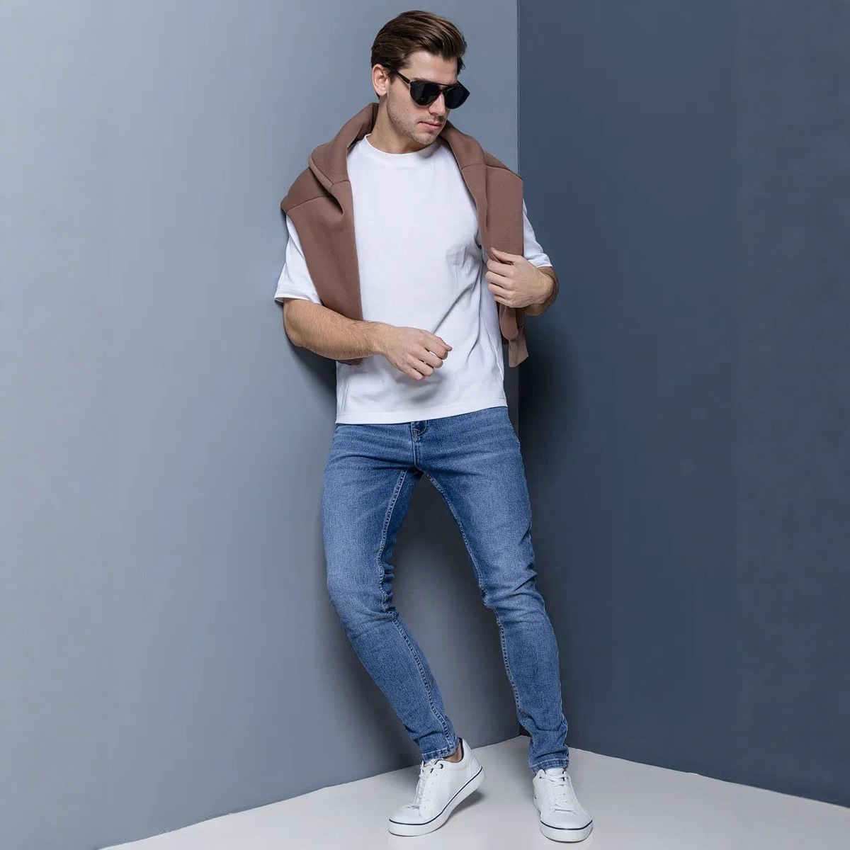 Jeans Cross-Border Jeans Men's Summer Thin Stretch Small Straight Leg Ice Silk Casual Pants Джинсы