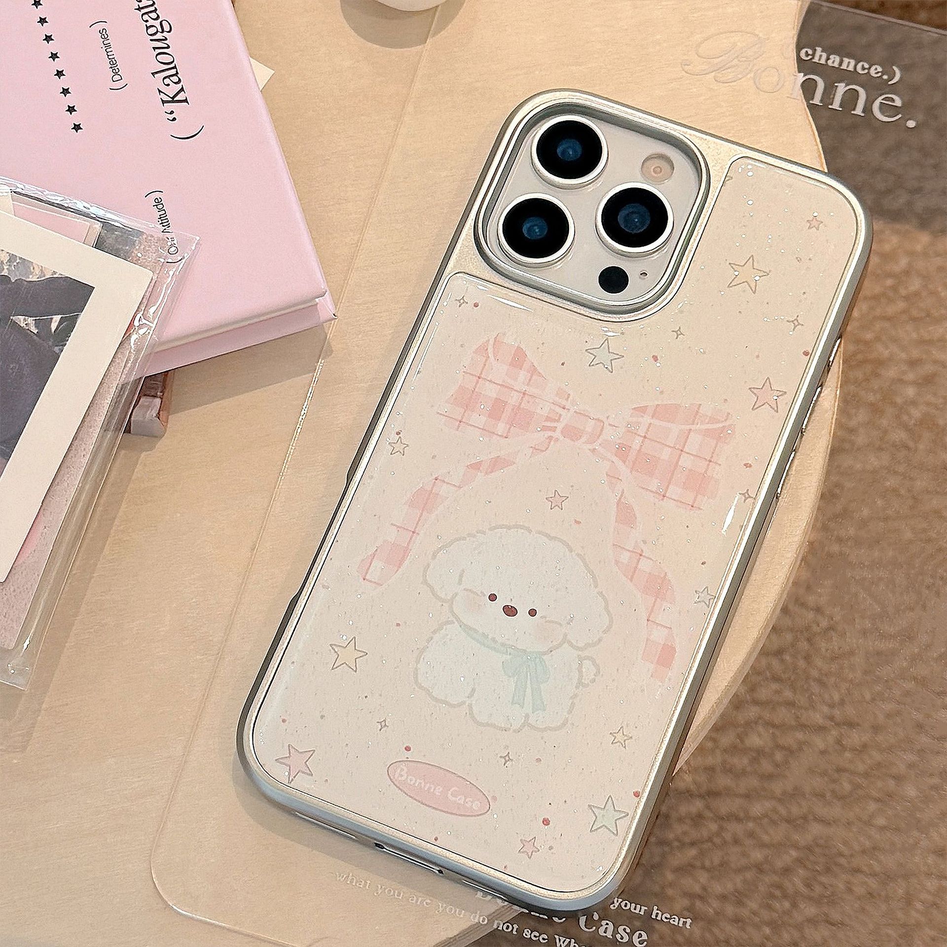 Funda para Teléfono con Lazo y Cachorro para iPhone 16, Apple 15 Pro Max, iPhone 14, Resina Brillante, iPhone 17, Funda Rígida para Huawei