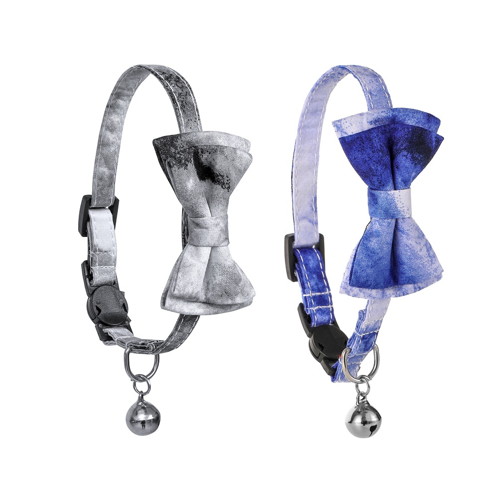 Fabricantes de nuevos productos transfronterizos de algodón tiñado suave collar de gato arco desmontable mascota collar de gato