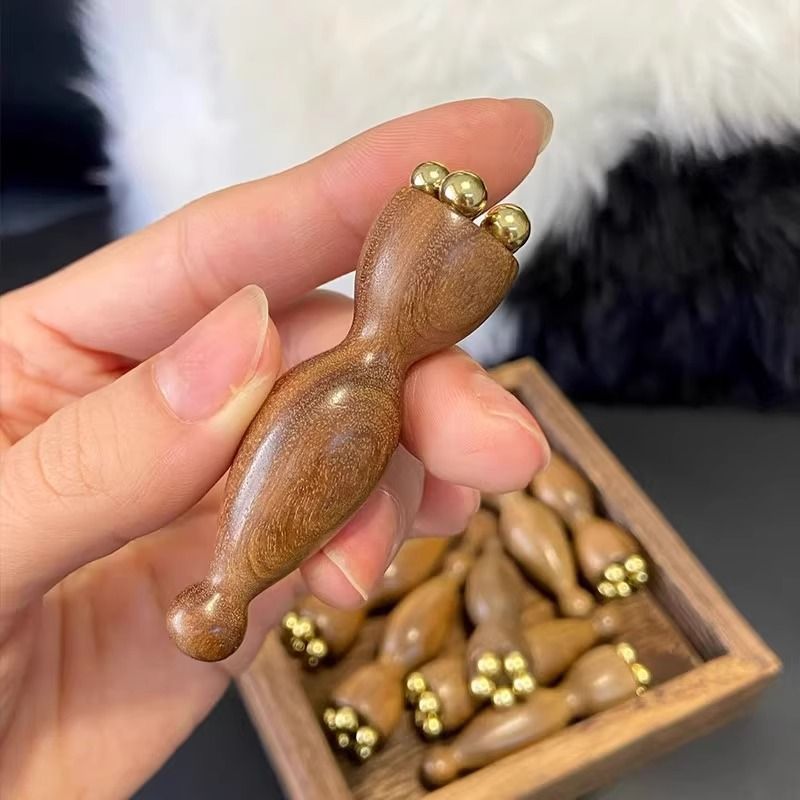 家用小莲蓬按摩器眼部点穴专用脸部按摩疏通经络紫光檀款拨筋棒|undefined