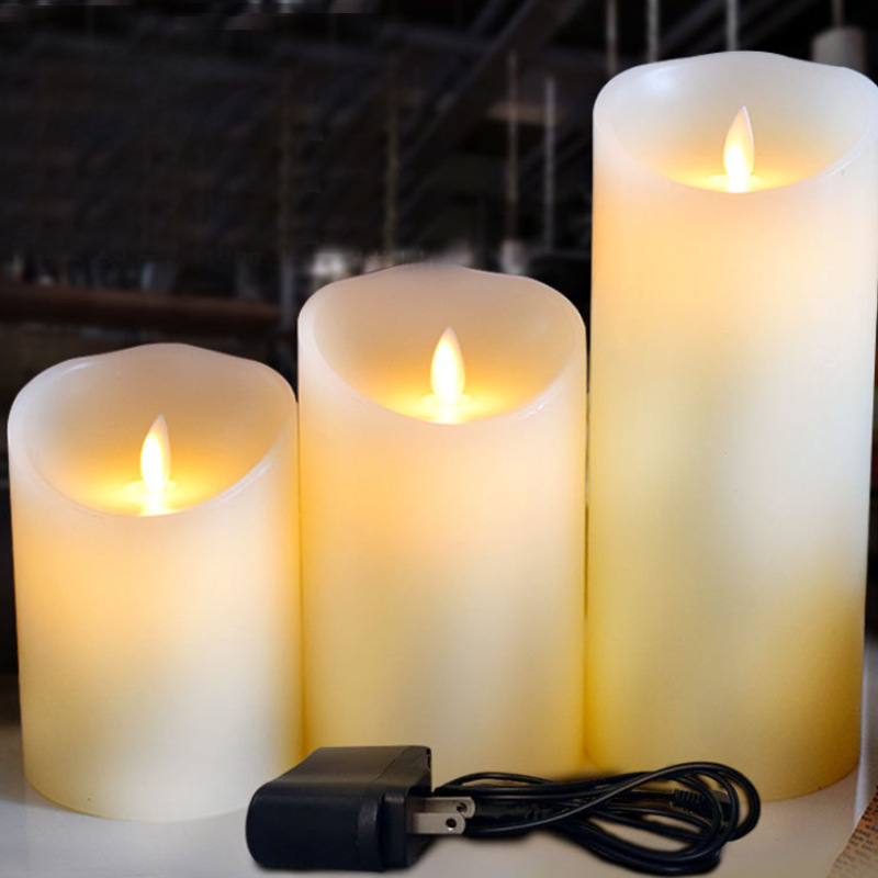 220V充電LED斜口搖擺電子蠟燭 浪漫婚慶酒吧派對燈生日電子蠟燭燈