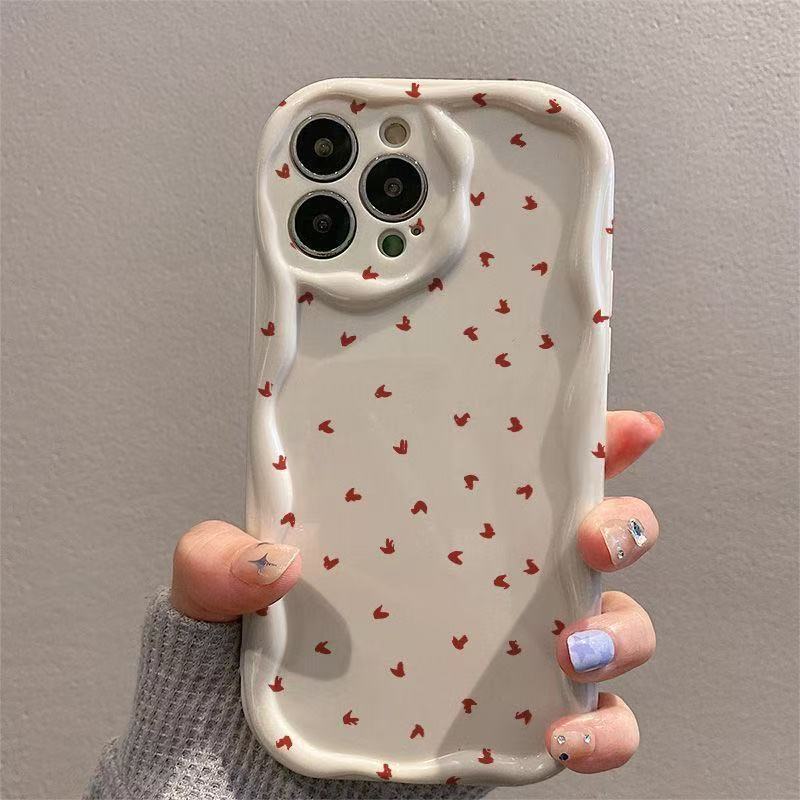 Amor rojo para iphone16pro funda para teléfono móvil Apple 15/14/13promax nuevo estilo 12 Japón y Corea 11x