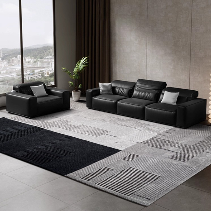 Modern Simple Handmade Line Carpet Living Room Wool Stereo Relief French Designer Bedroom Bedside Blanket Customization