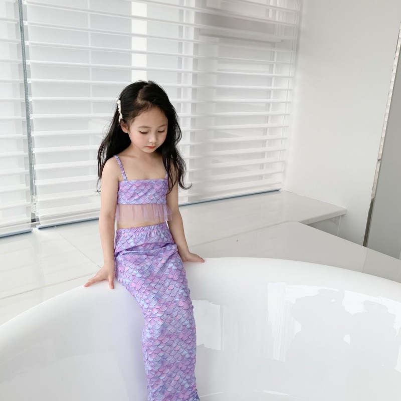 Girls Mermaid Swimsuit Summer New Children Mermaid Tail Princess Dress Split Bikini Spa Swimsuit