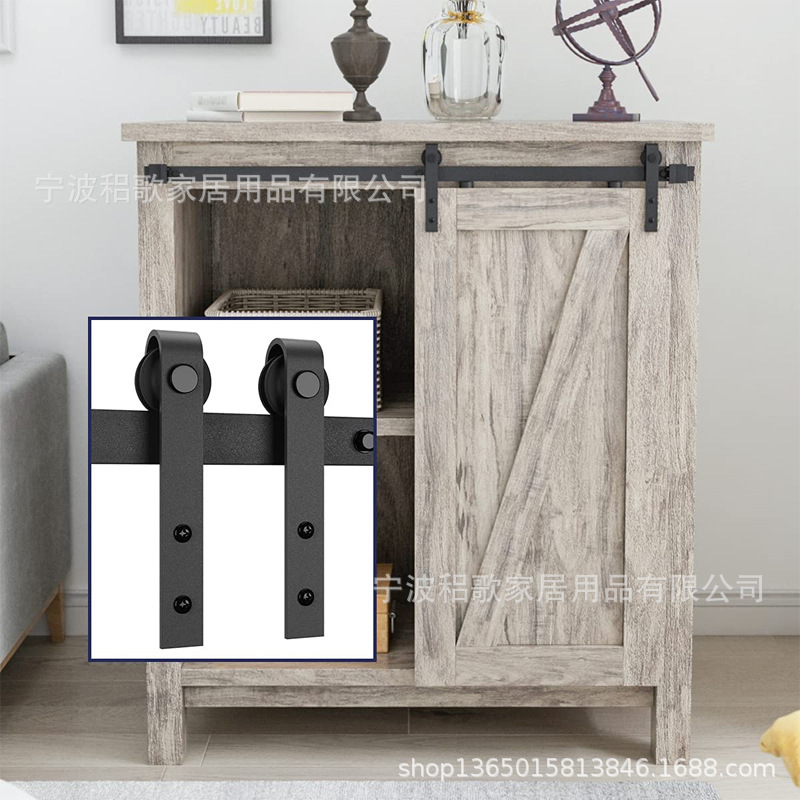 Ultra Mini Cabinet Sliding Barn Door Hardware Kit for TV Bracket Closet Window J-Shaped Hook