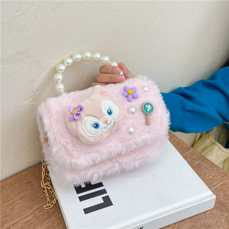 Chanel estilo princesa flor accesorios bolsa conejito bolso de hombro del niño Bolsa de felicitación de Año Nuevo estilo coreano bolsa de mensajero de los niños de dibujos animados