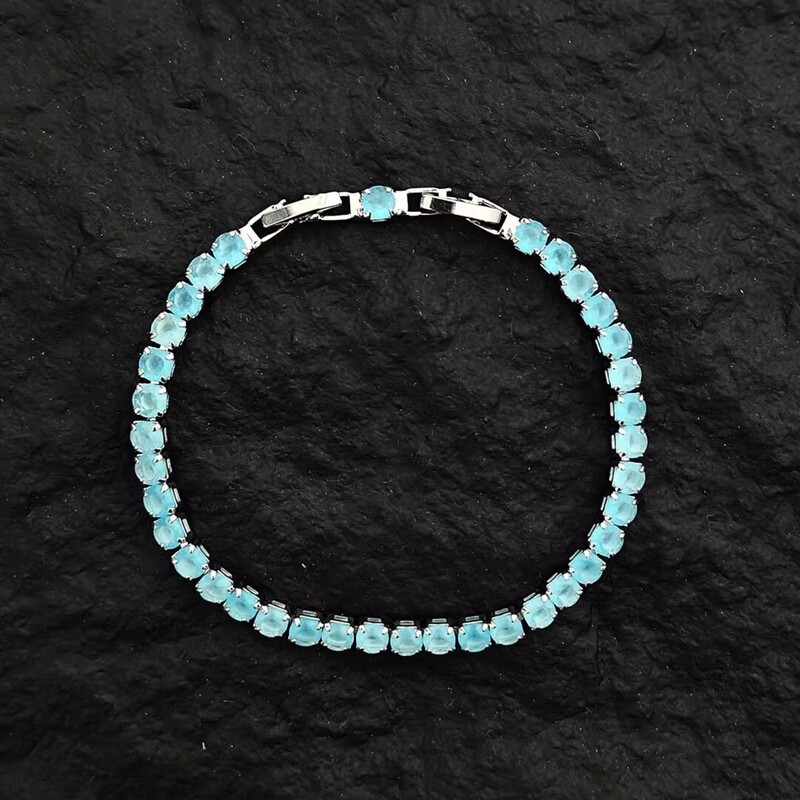 New Haze Blue Bracelet for Women, Light Luxury Style, High-End Feel, Single Row of Zircon Diamonds, Niche Design, Minimalist Yiwu Jewelry