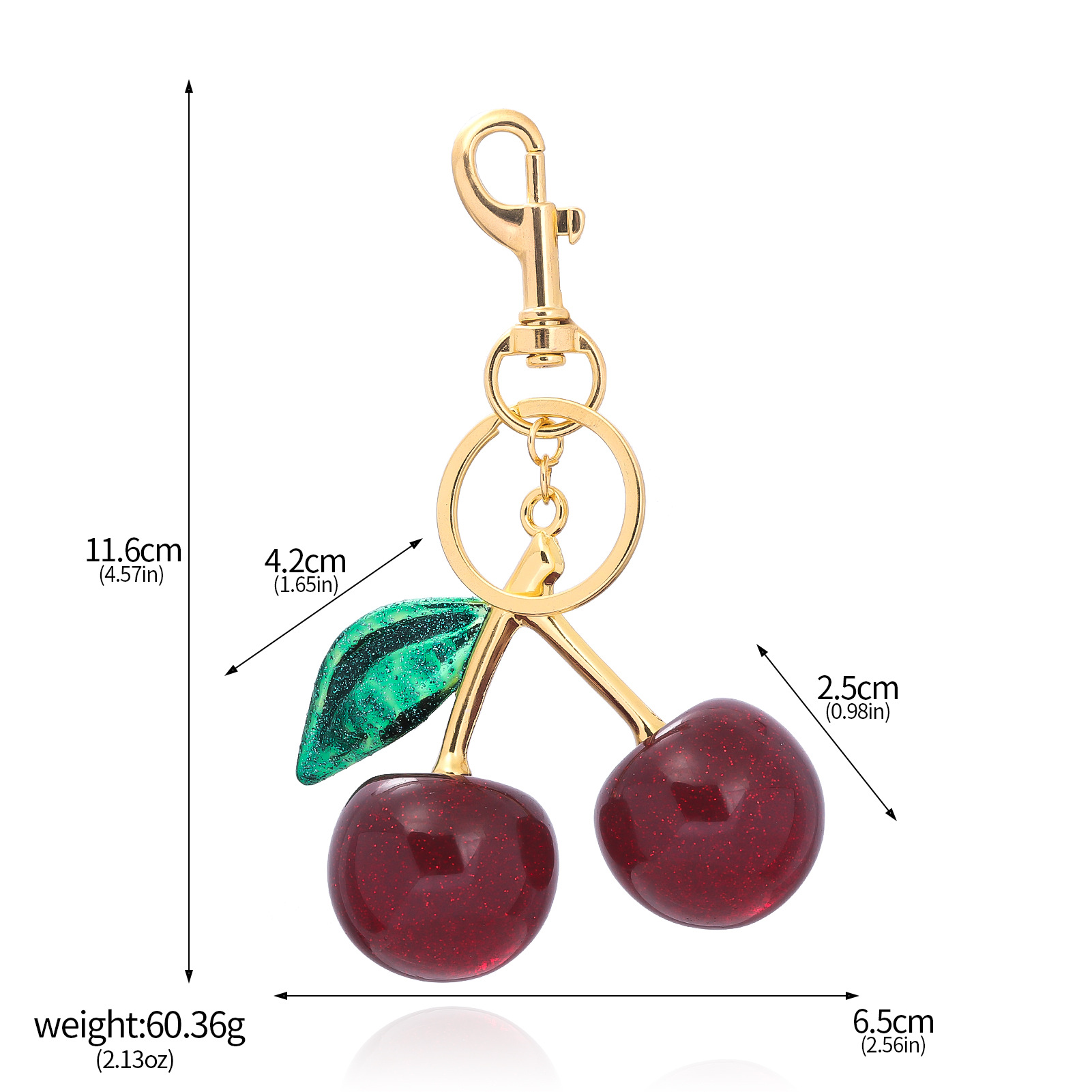 Holiday, Daily Occasion Cute Cherry Resin Women's Bag Pendant Keychain