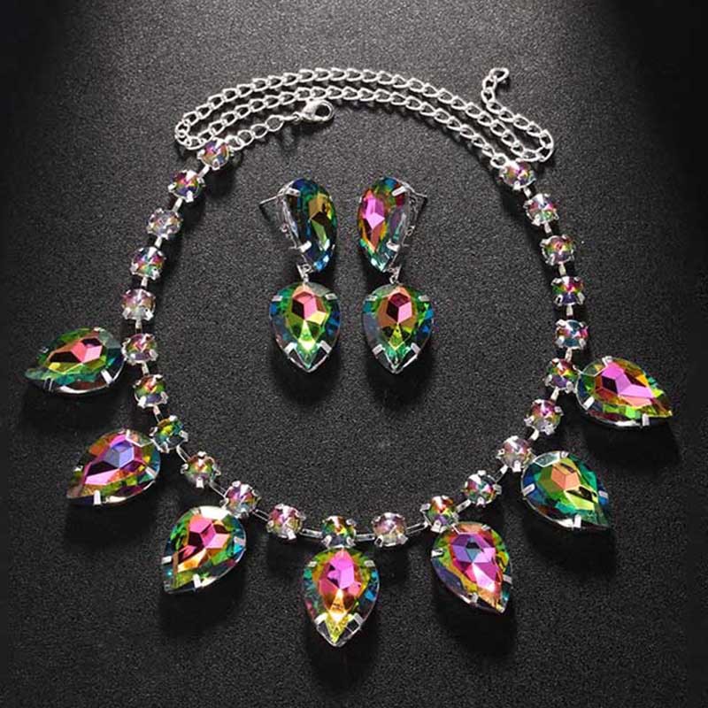 Europa y América simple gota de agua conjunto de joyería de moda de diamante de cerradura temperamento accesorios de mujer conjunto de joyería