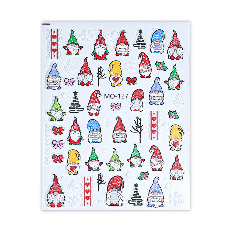 Nuevo Alivio de Navidad pegatinas de uñas árbol de Navidad copo de nieve Santa Claus impermeable pegatinas de uñas tridimensionales con adhesivo