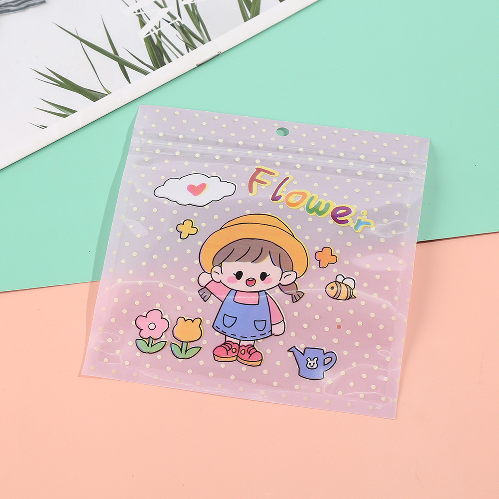 Bolsa de embalaje de dibujos animados lindo snack ziplock bolsa de alimentos sub-Bolsa de embalaje galleta caramelo clasificación del hogar bolsa de almacenamiento al por mayor