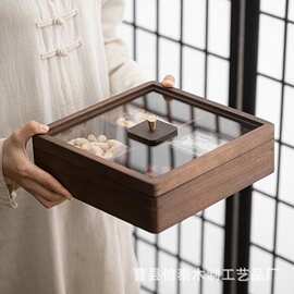 新中式木质干果盒客厅茶叶咖啡胶囊收纳盒新年糖果盒年货坚果盒