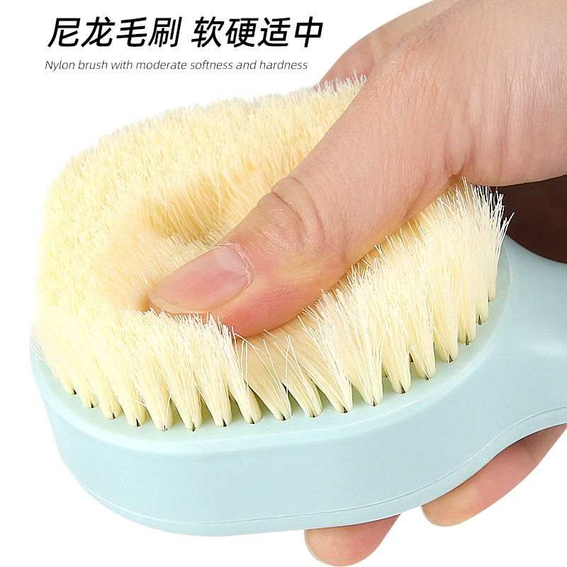 Long-handled liquid-added bath brush, push-pull liquid-discharging bath brush, hangable long-handled, non-begging, soft-bristled back-rubbing bath brush