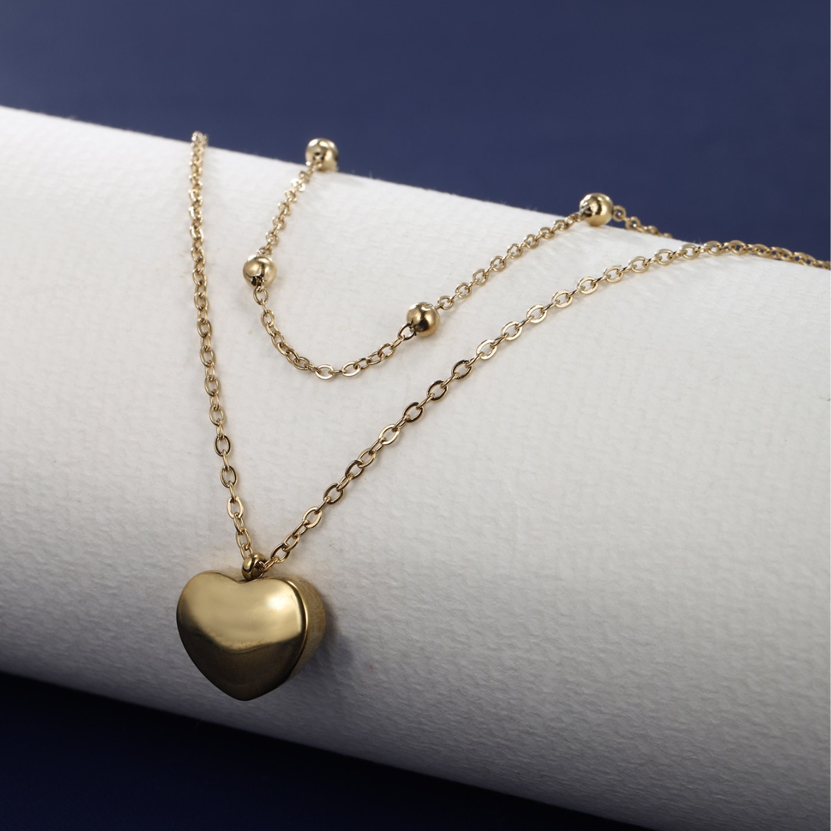 Xuping simple amor collar de acero de titanio nicho femenino sentido de diseño de doble capa de acero inoxidable personalidad europea y americana cadena de collar clavícula