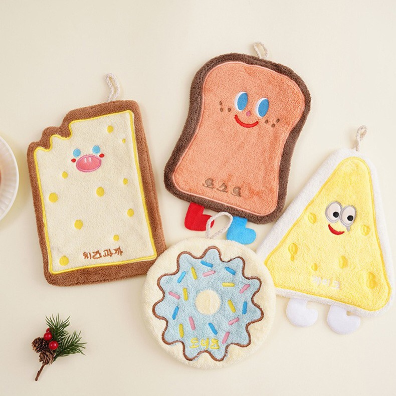 Coral Fleece Cartoon Cheese Hand Towel, Thick and Absorbent, Hangable Kitchen Cloth, Bathroom Baking Series Small Towel Coral Fleece Cartoon Cheese Hand Towel, Thick and Absorbent, Hangable Kitchen Cloth, Bathroom Baking Series Small Towel