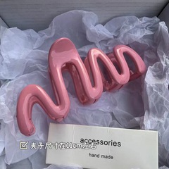 Summer Jelly Color Wave Grab Hairpin for Girls, Rear Head Disk Hairpin with Shark Clip, High-End Hairpin Head Accessory