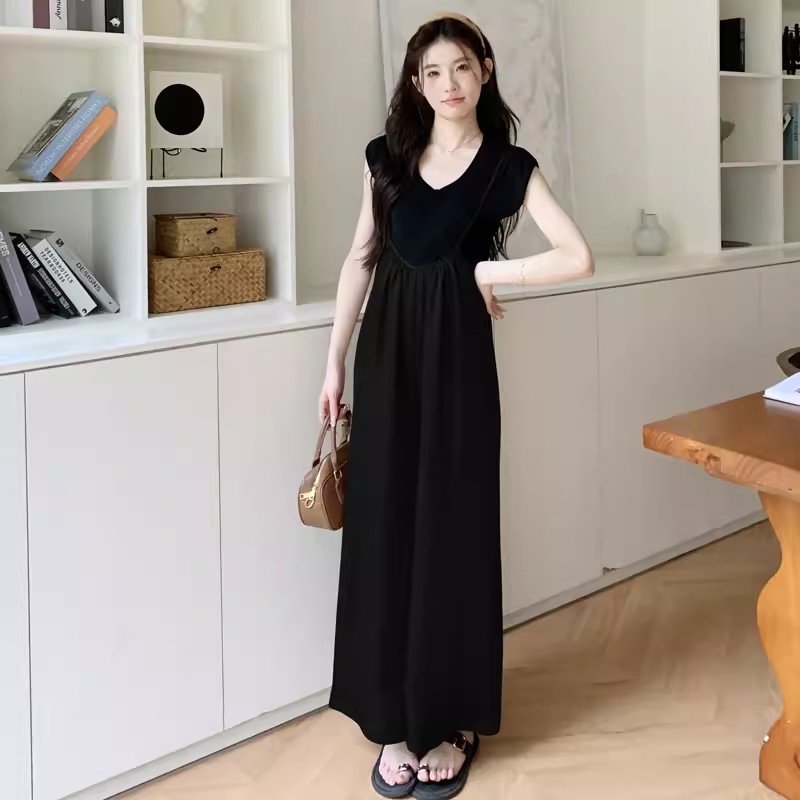 时尚宽松孕妇阔腿女夏季新款韩版网红吊带连体裤背带长裤