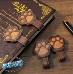 亚马逊个性猫爪印磁性皮革书签可爱爪形磁吸书签磁铁袖口个性调节
