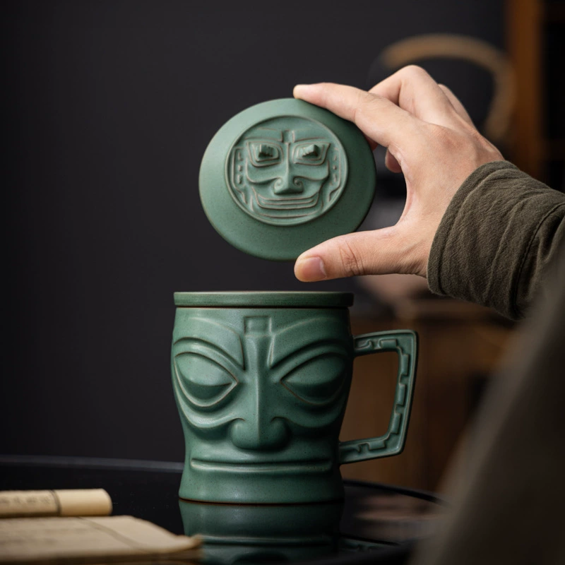 Чашка для чая (Sanxingdui) керамическая, сувенир с подарочной коробкой для офиса и путешествий
