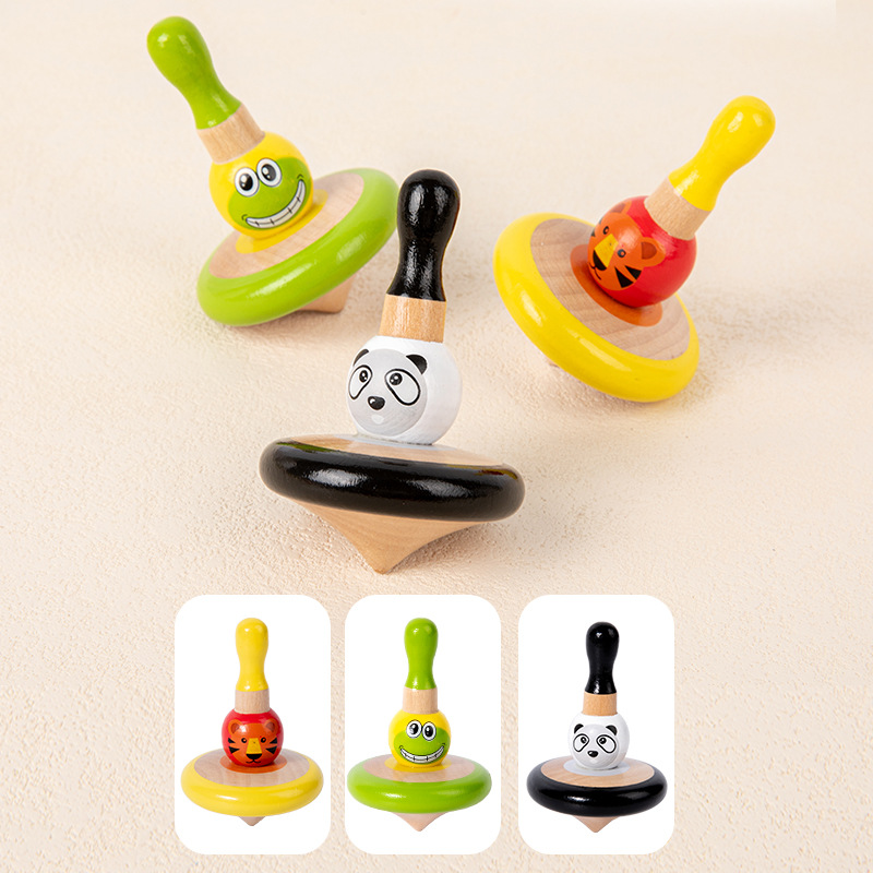 Puesto de venta caliente celebridades de Internet con el mismo estilo de giroscopio de madera juguetes de jardín de infantes giroscopio de color de madera regalos promocionales