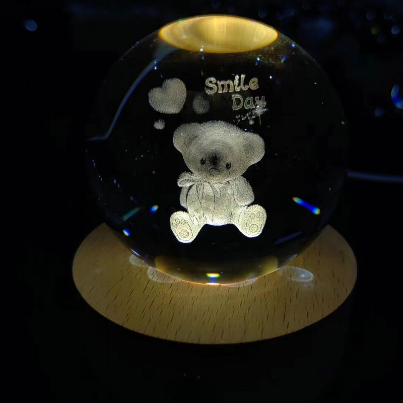 創意発光水晶球小夜灯内彫刻工芸品水晶置物星座球卒業記念品水晶球|undefined