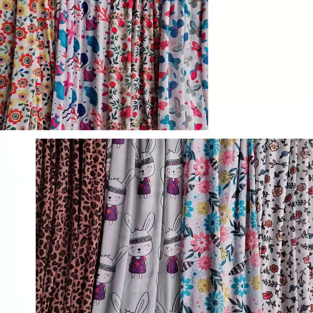 【现货供应】爆款40D涤氨弹力网布多款花型数码印花 柔软亲肤面料