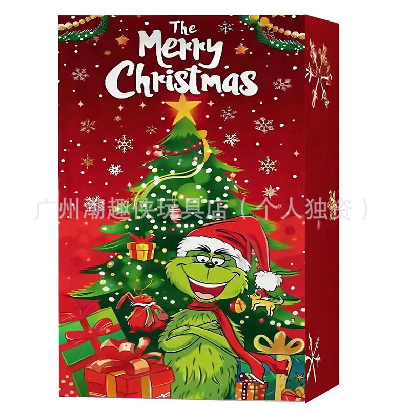 国境を越えた新型緑毛怪グリーン奇クリスマス降臨カレンダーケースグリーン奇24pcsカウントダウンカレンダーブラインド|undefined