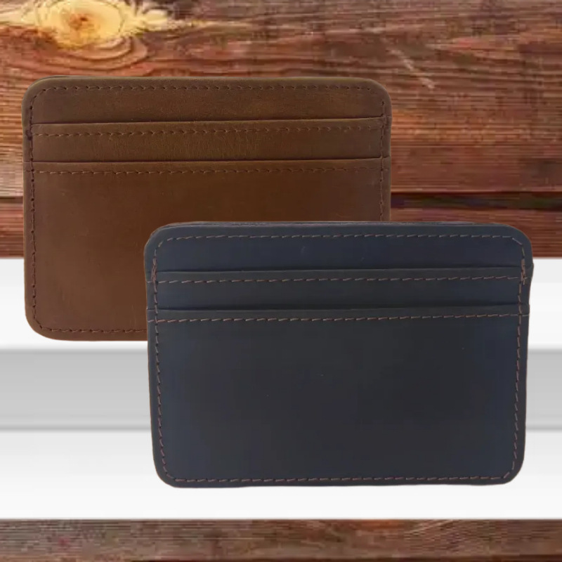 Men's Ultra-Thin Genuine Leather One-Piece Bank Card Holder, Exquisite High-End Card Case And Small Coin Purse - Thumbnail 4