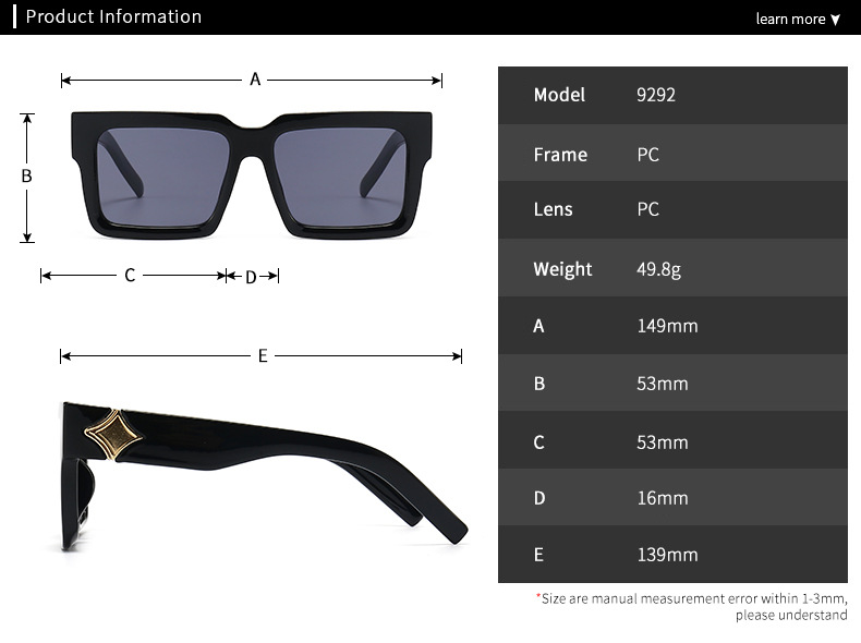 European And American Contrast Color Model Square Sunglasses display picture 1