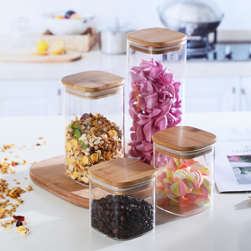 Transparent glass sealed jar, honey lemon tea storage jar, food bottle, grain storage jar, large size with lid