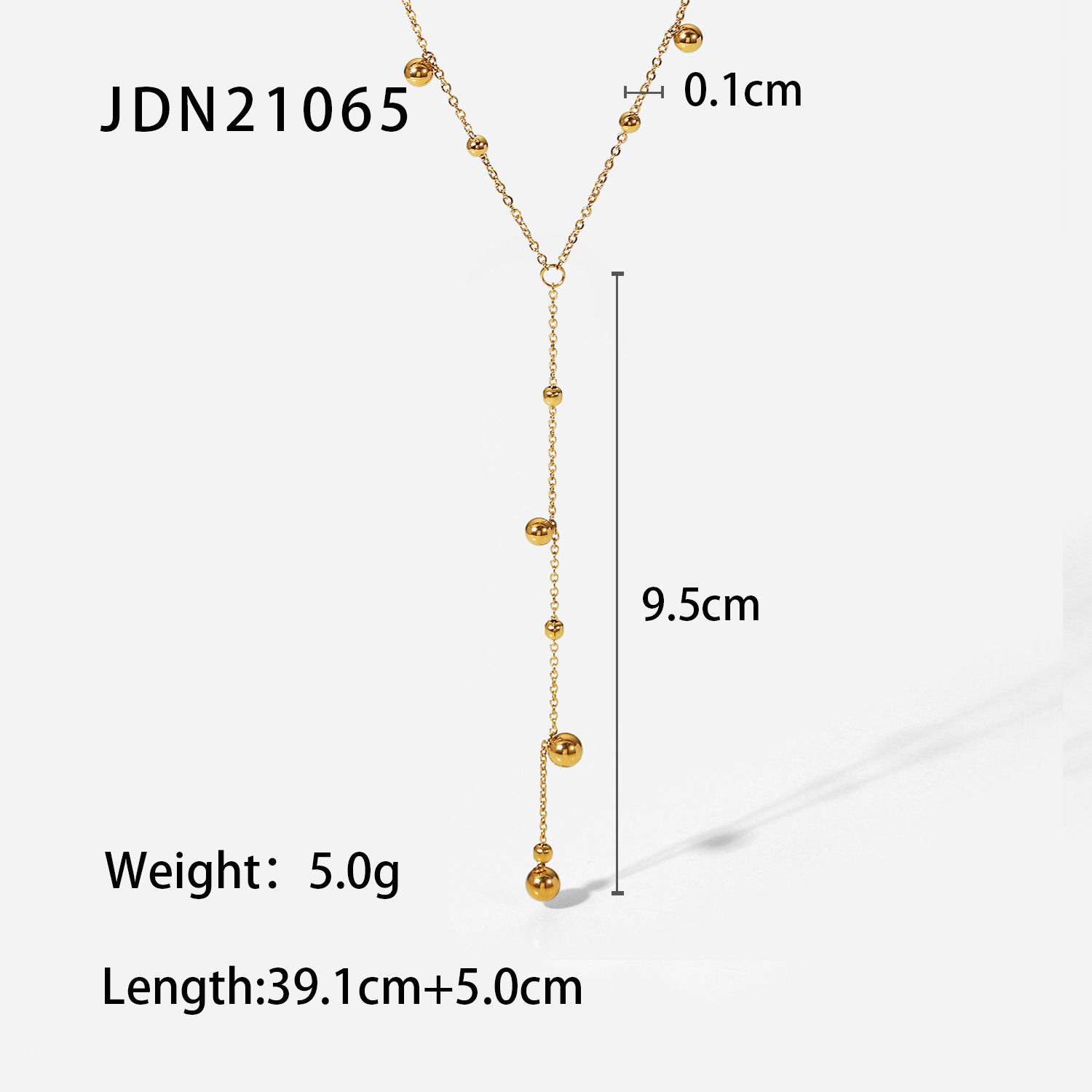 Solid Color Pattern 18K Gold Plated 304 Stainless Steel PVD Coated Solid Color Plating Cable Chain Y-Necklace Lariat Necklace