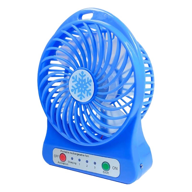 Ventilador de escritorio Snowflake, mini ventilador de escritorio pequeño portátil con LED recargable, ventilador pequeño silencioso con viento fuerte