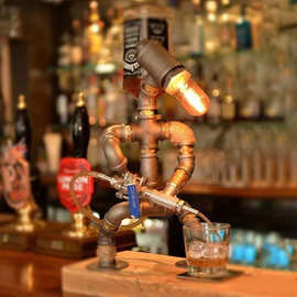 美式创意塑料铁管工业复古风咖啡酒吧书桌水管机器人台灯