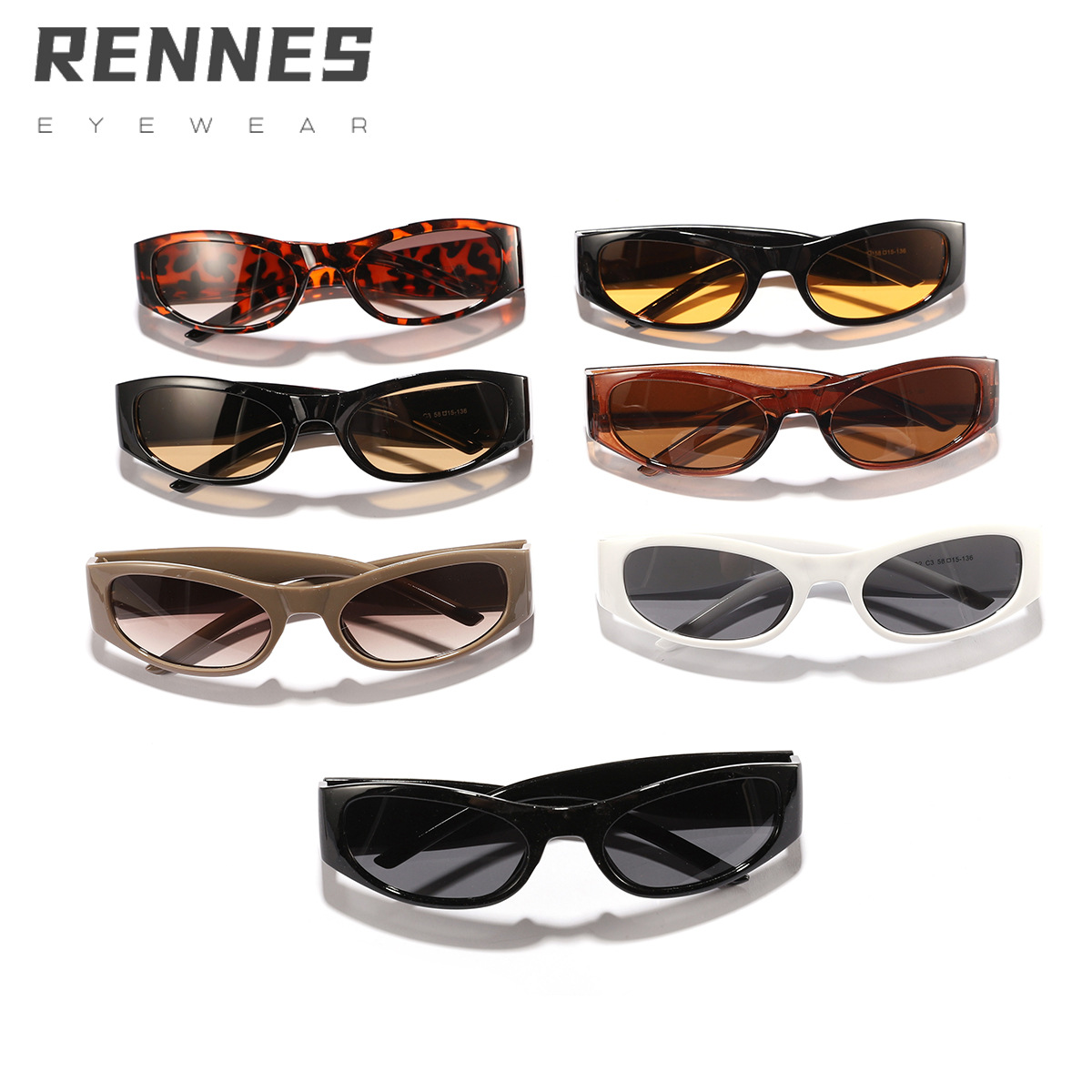 Nuevas gafas de sol de montura pequeña transfronterizas, personalidad de moda europea y americana, montura colorida, gafas de sol hip-hop, gafas ovaladas retro para hombre