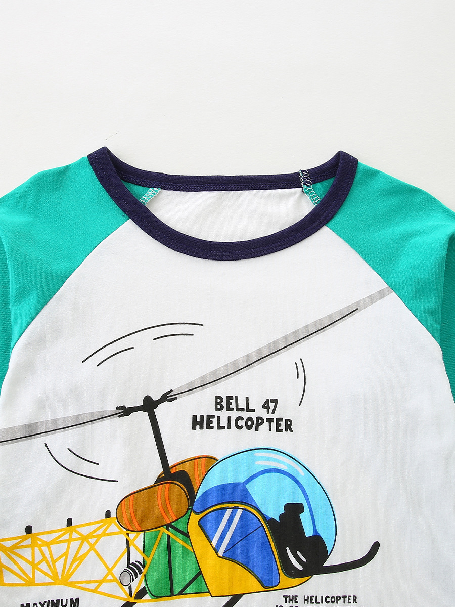 Camiseta de manga larga para niños de moda de estilo europeo y americano otoño nuevo suéter de manga larga a juego de color estampado de dibujos animados cuello redondo T de manga larga image 5