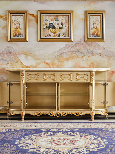 European-style sideboard for home, entryway cabinet, all-wood dining room storage cabinet, wine cabinet, bowl cabinet, living room divider cabinet