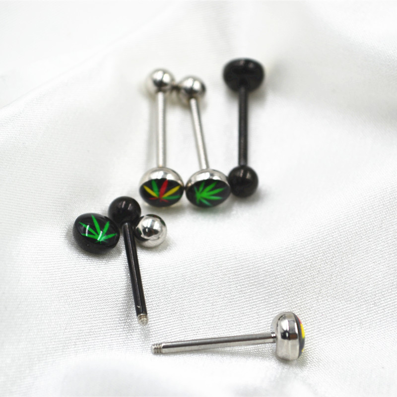 Novelty Fashion Simple Style Maple Leaf Stainless Steel Plating Tongue Nail