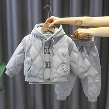 男童套装新款秋冬装洋气2025宝宝加绒加厚马甲三件套冬季小童装潮