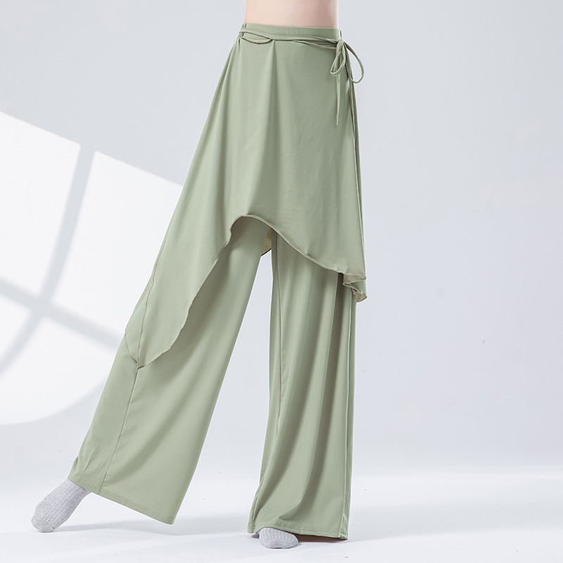 现代舞蹈服女新款屁帘飘片系带宽松阔腿裤成人古典舞练功形体裤子|undefined