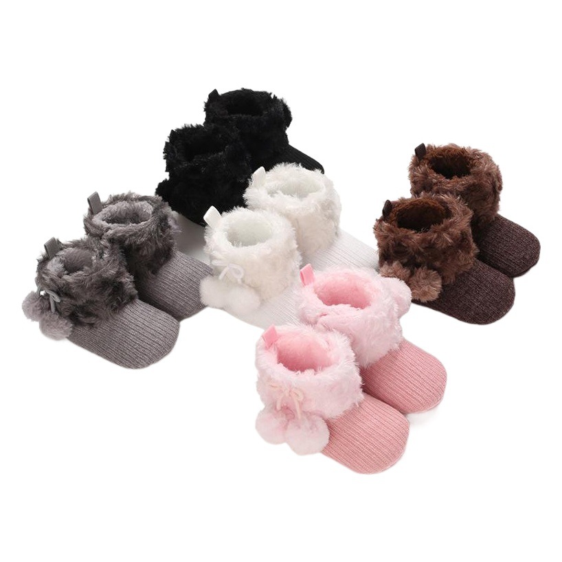 Otoño e invierno 0-1 años de edad zapatos de algodón zapatos de bebé para hombres y mujeres zapatos de bebé de fondo suave cálido botas de nieve forradas de lana zapatos de niño