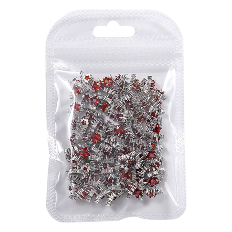 Alta Retención de color popular chica caliente estrella de cinco puntas color uñas circón joyería luz lujo flash tridimensional decoración de uñas al por mayor