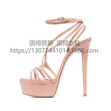 跨境独立站ins时尚走秀防水台细高跟绑带女凉鞋Strap Shoes