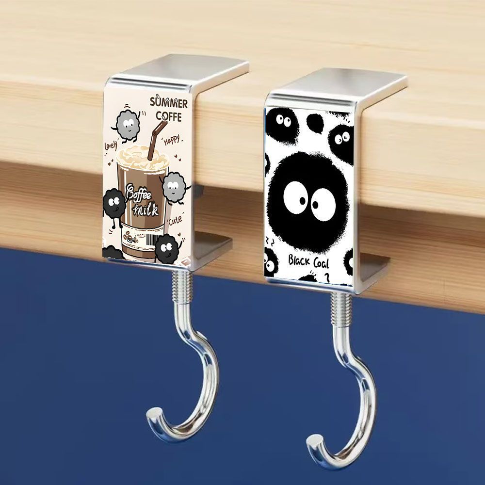 gancho de bolsas de carbón de dibujos animados para estudiantes de escritorio fuerte portante sin perforación móvil sin clavos gancho general portátil