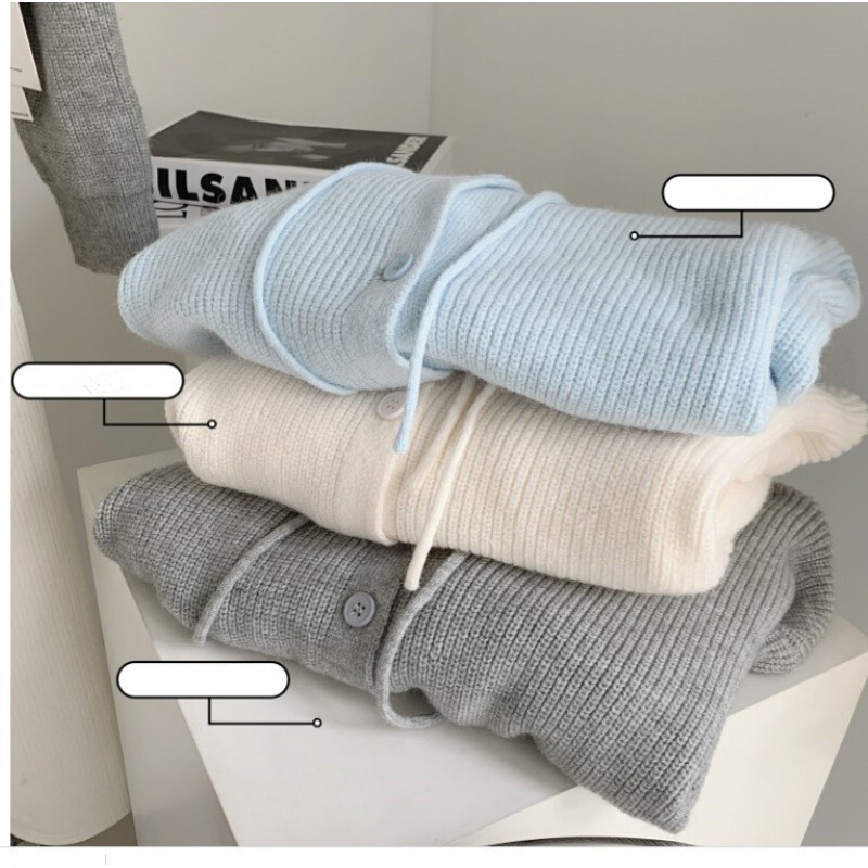 Autumn and Winter New Hooded Knitwear Women's Design Sense Niche Wear Soft Waxy Sweater Autumn Cardigan Jacket Autumn and Winter New Hooded Knitwear Women's Design Sense Niche Wear Soft Waxy Sweater Autumn Cardigan Jacket