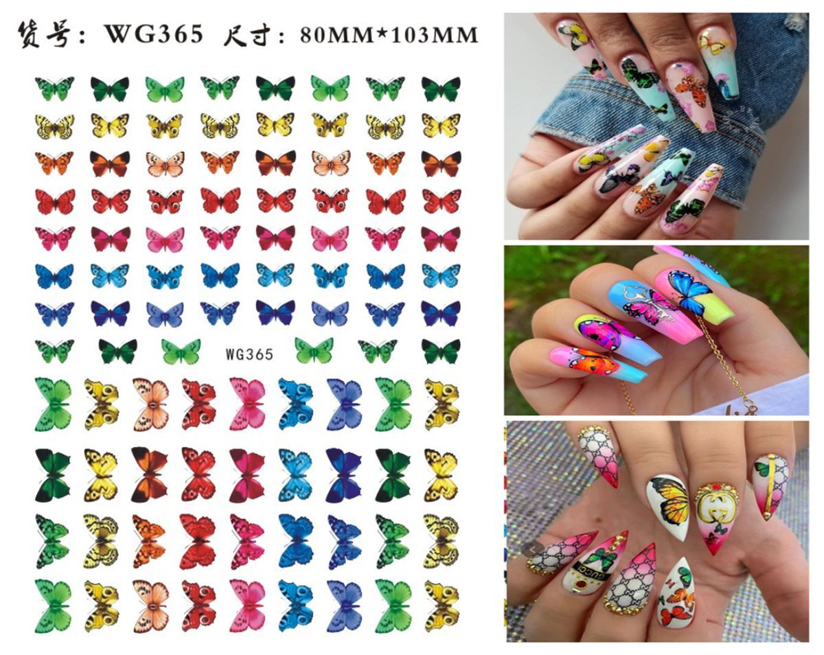 Nuevos productos de primavera de color mariposa pegatinas de manicuras de comercio electrónico transfronterizo pegatinas de manicuras mariposa WG1300-1311
