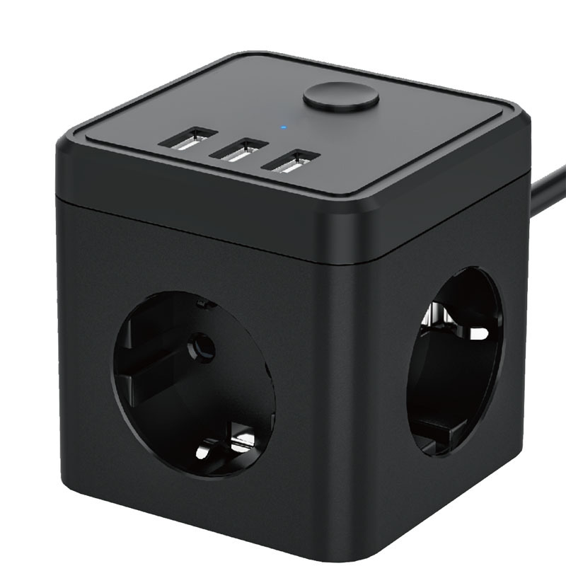 魔方带线插排 欧规插座 3AC+3USB 欧规魔方 韩国认证