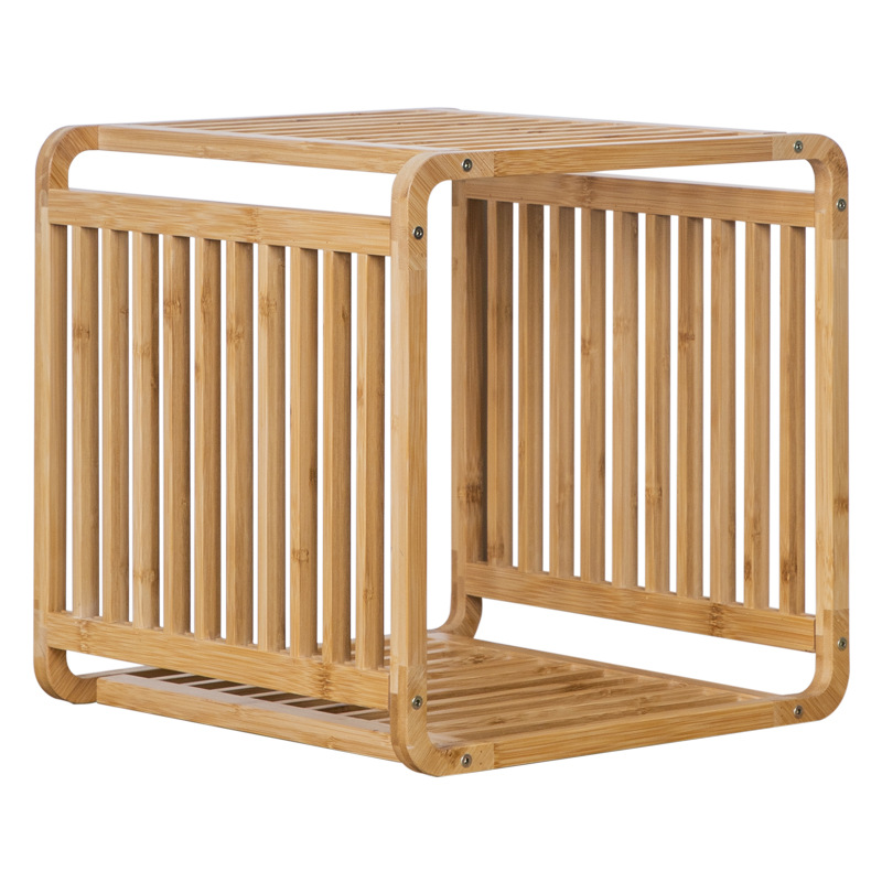 Estante de almacenamiento de múltiples capas estante de almacenamiento de artículos diversos estante de almacenamiento cocina estante de bambú simple Pared de la sala de estar piso estantería estrecha