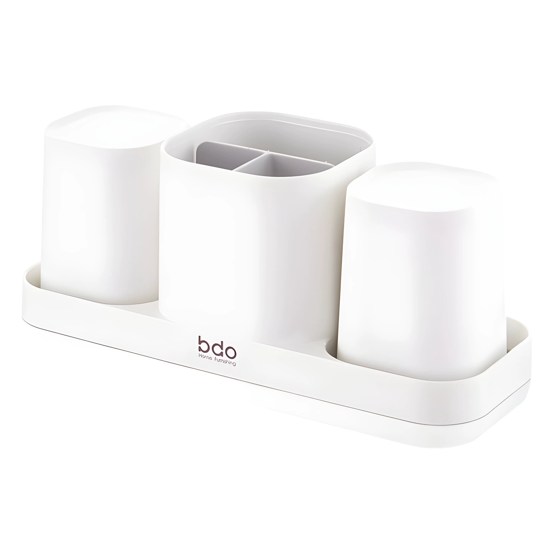 Система хранения для стоматологической продукции BDO Home — набор зубная щетка, ополаскиватель и зубная паста; 24x8.5x11 см, 0.349 кг; Европейский Белый / Прозрачный / Цветной набор