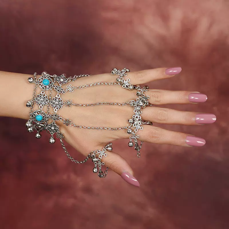 古风紫霞仙子同款钻连指手链拍摄古装手背链戒指一体链首饰道具女